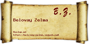 Belovay Zelma névjegykártya